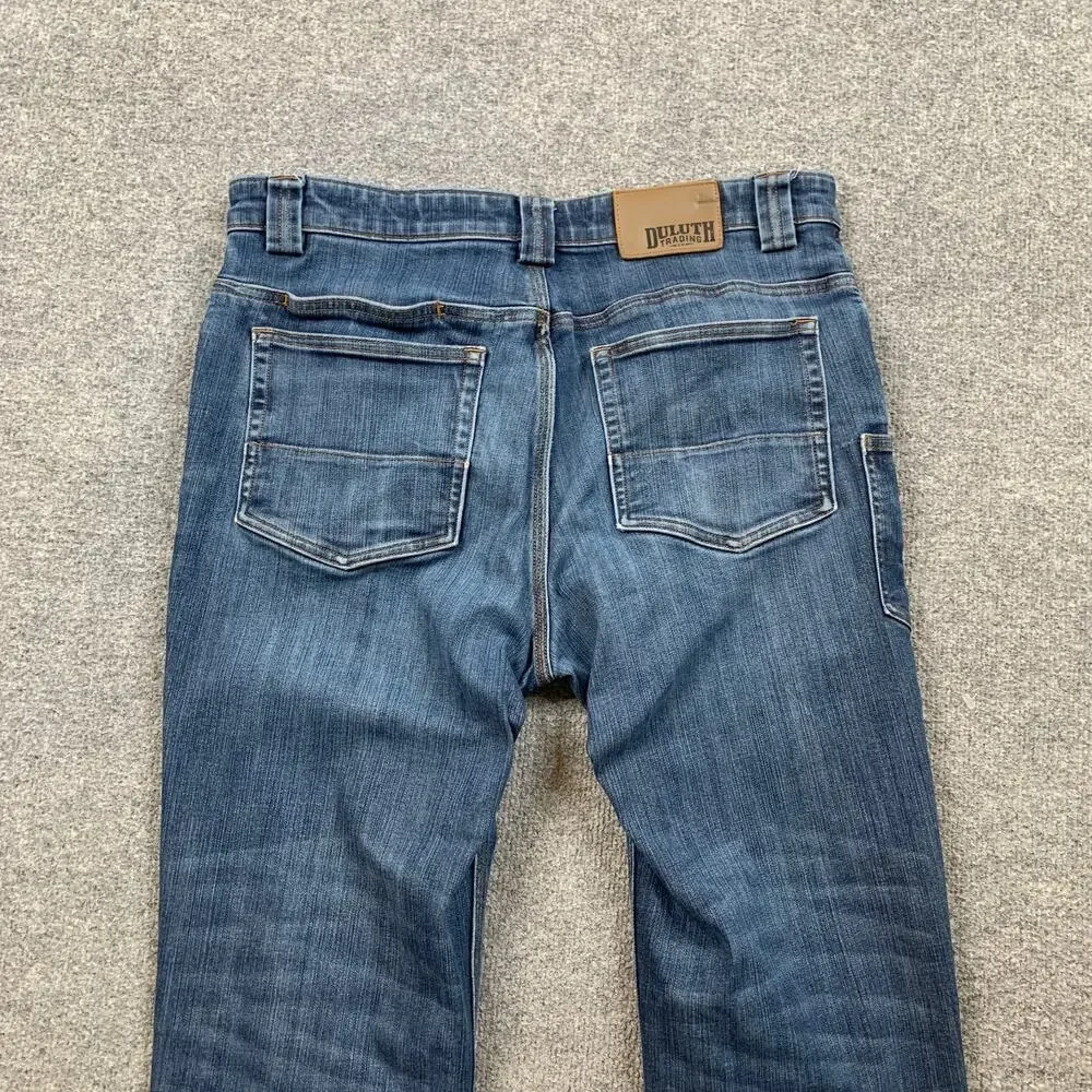 Duluth Jeans Mens 34 Denim Ballroom Double Flex Standard Fit Cotton Blend Work